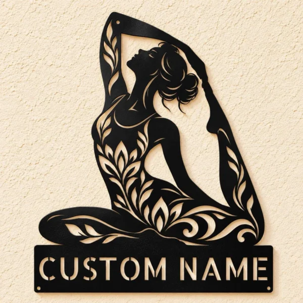 Personalized Yoga Metal Sign Serenity Wall Decor Personalized yoga metal sign made from 16 gauge steel. Custom serenity wall decor for yoga studios, meditation rooms, and thoughtful instructor gifts.